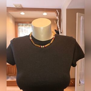 Elegant Yellow and Red Beaded Necklace